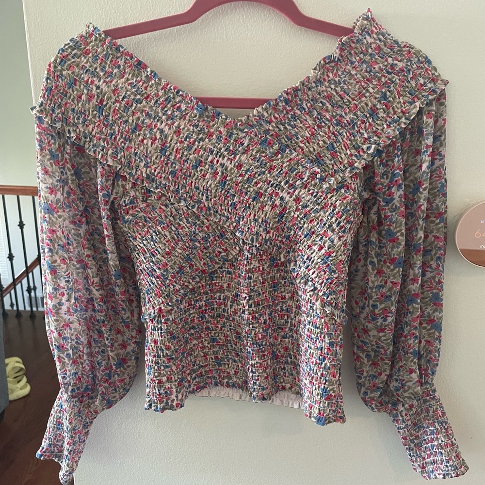 BB DAKOTA smocked off the shoulder top
